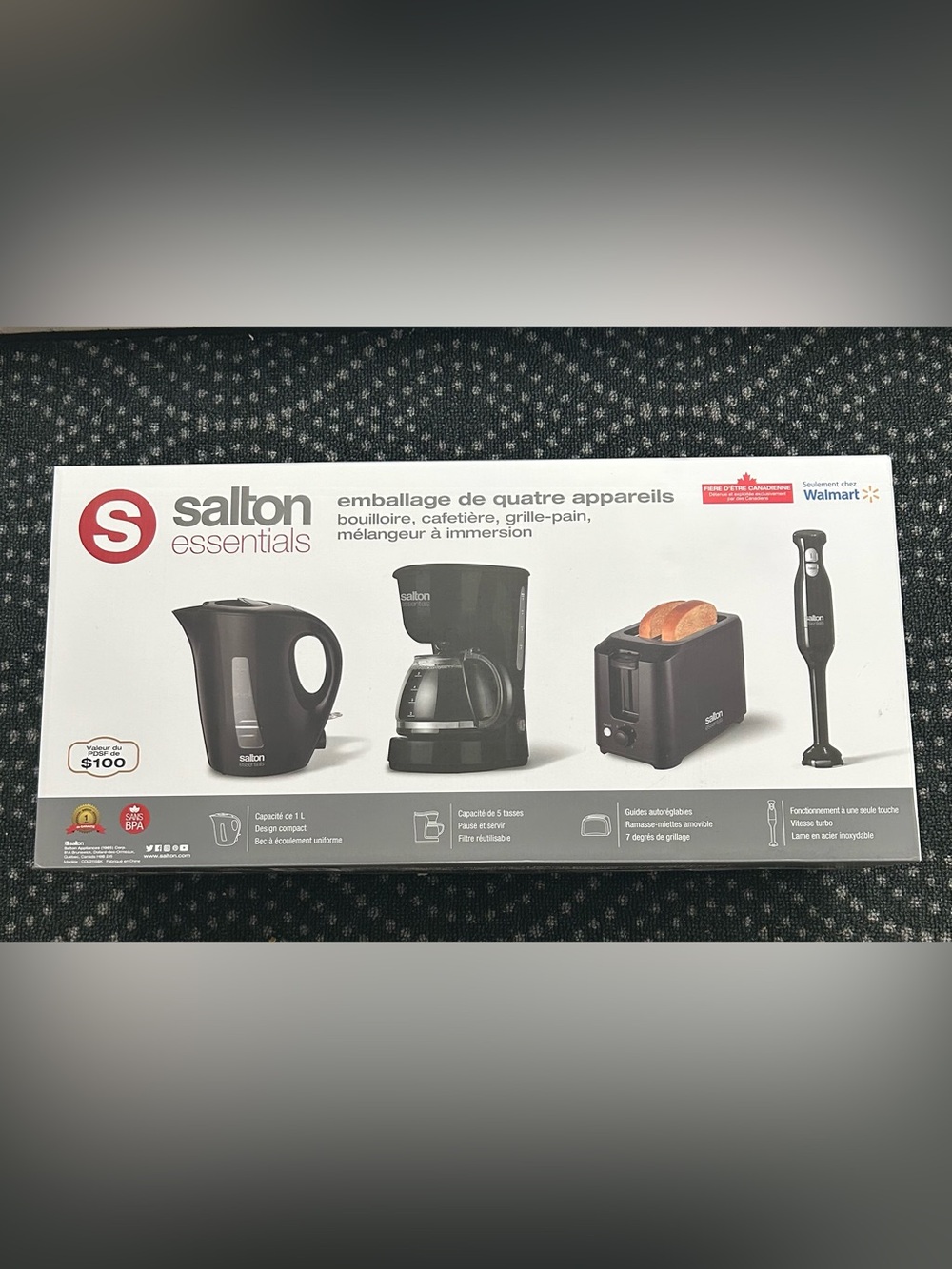 NEW 🆕 Salton Essentials 4-Piece Kitchen Appliance Set - Black, factory sealed